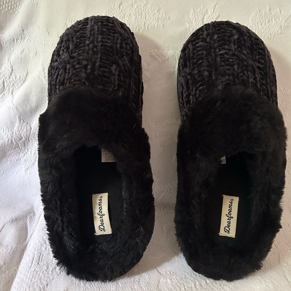 Dearfoams Black Slippers - Large